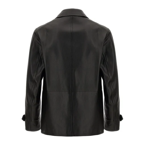 Freddie Double Breasted Black Leather Jacket