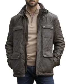 Mens Brown Leather Jacket Quilted