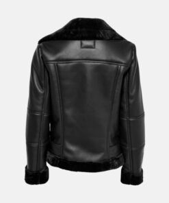 Agnes Asymmetrical Womens Black Shearling Leather Jacket