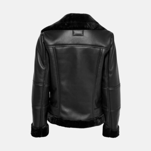 Agnes Asymmetrical Womens Black Shearling Leather Jacket