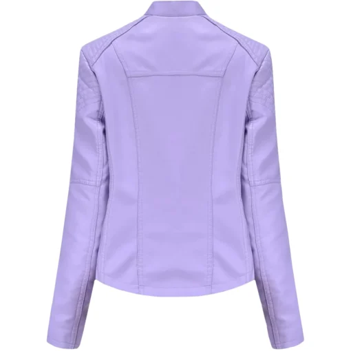 Stylish Women’s Purple Leather Short Motorcycle Jackets