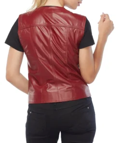 Kaylee Genuine Red Leather Vest