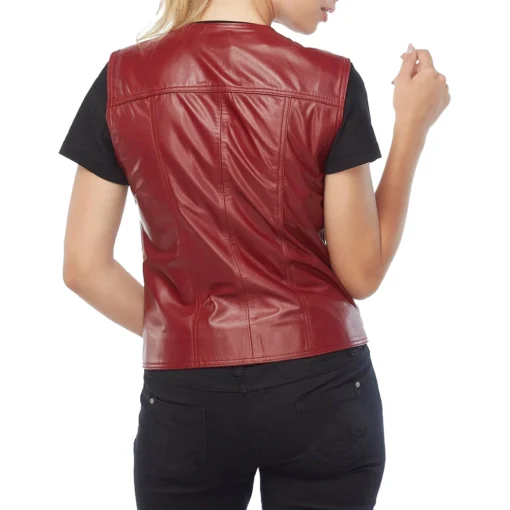 Kaylee Genuine Red Leather Vest