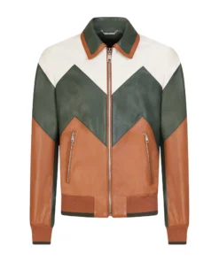 Ivan Multi Color Bomber Leather Jacket
