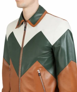 Ivan Multi Color Bomber Leather Jacket