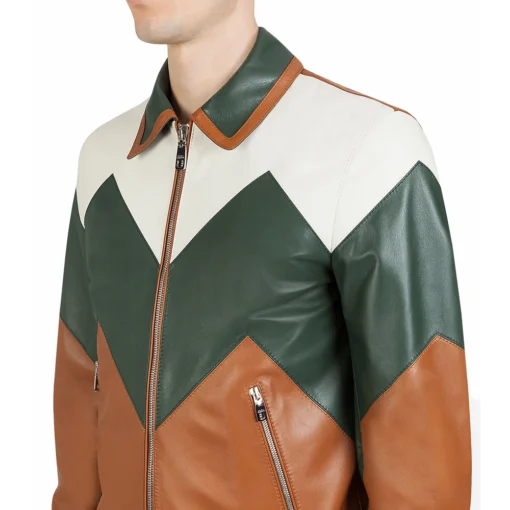 Ivan Multi Color Bomber Leather Jacket