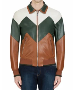 Ivan Multi Color Bomber Leather Jacket