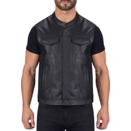 Leather Motorcycle Vest For Men