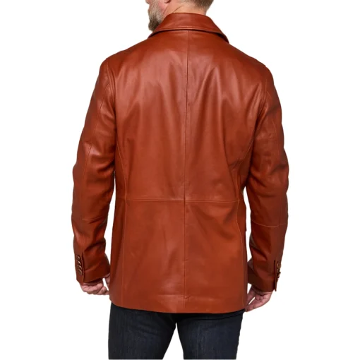 Lucas Brown Leather Safari Jacket Mens