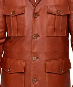 Lucas Brown Leather Safari Jacket Mens