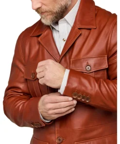 Lucas Brown Leather Safari Jacket Mens