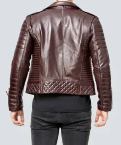 Men Quilted Brown Biker Jacket