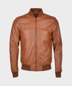 Mens Waxed Brown Bomber Jacket