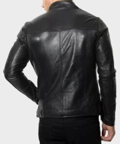 Mens Café Racer Black Leather Jacket
