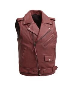 Men’s Red Motorcycle Leather Vest