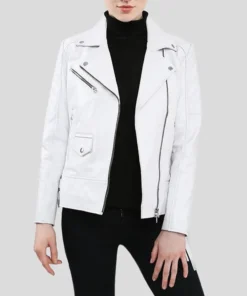 White Leather Fringe Jacket Biker