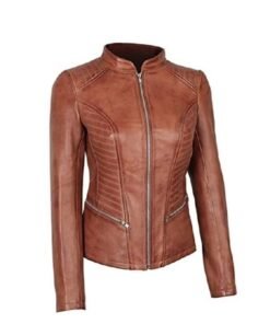 Women’s Brown Fitted Leather Jacket