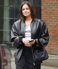 Addison Rae Bomber Leather Jacket