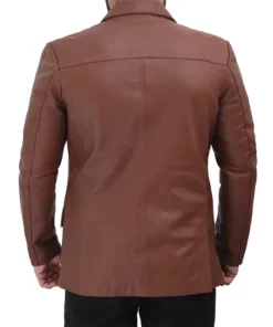 Albion Men’s Two Buttoned Brown Leather Blazer