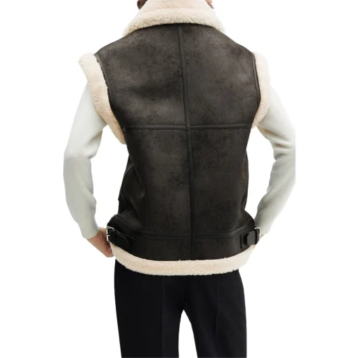 Pure Ballie Black Shearlng Leather Vest
