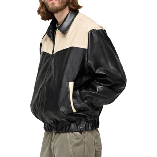 Ryan Black and White Bomber Racer Jacket
