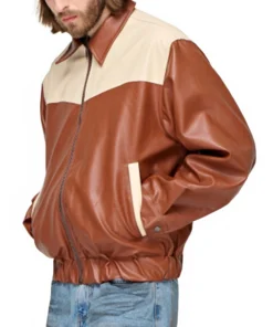 Levi Two Tone Brown and White Leather Jacket