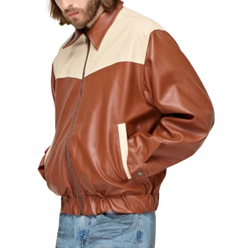 Levi Two Tone Brown and White Leather Jacket