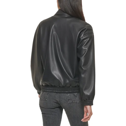 Annie Black Bomber Leather Jacket