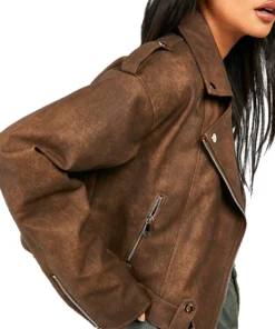 Brown Biker Leather Jacket for Women