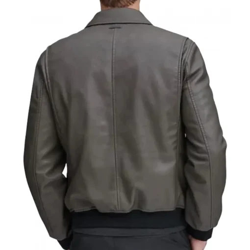 Men Classic Real Gray Bomber Leather Jacket