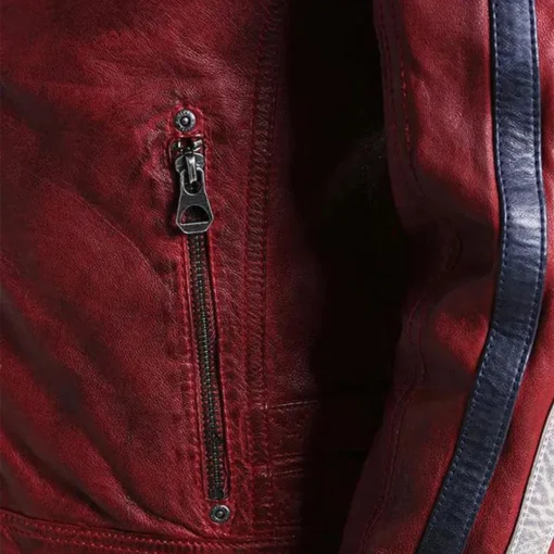 Red Leather Biker Jacket for Men