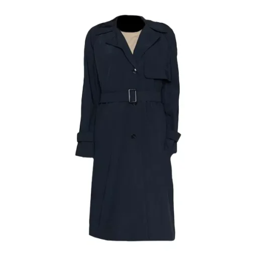 Women’s Long Navy Blue Trench Coat
