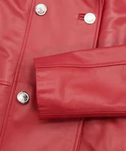 Leather Coat Red Double Breasted