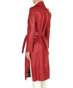 Leather Coat Red Double Breasted