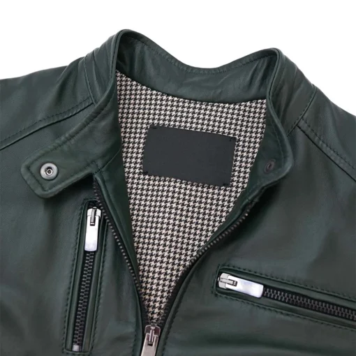Women’s Dark Green Biker Leather Jacket