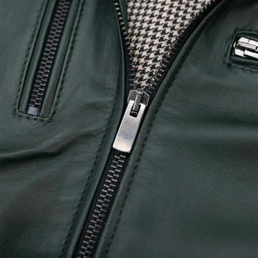 Women’s Dark Green Biker Leather Jacket