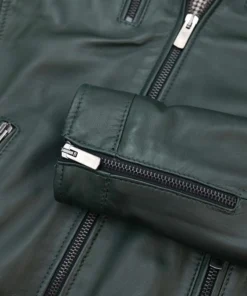 Women’s Dark Green Biker Leather Jacket