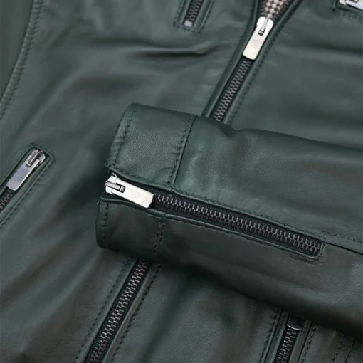 Women’s Dark Green Biker Leather Jacket