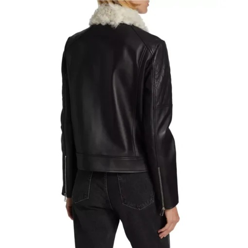 Aura Black Shearling Jacket With Collar
