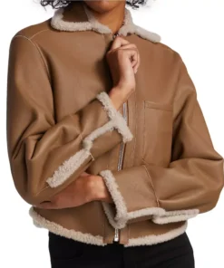 Aspen Brown Leather Shearling Zip Jacket