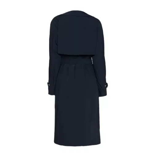 Women’s Long Navy Blue Trench Coat