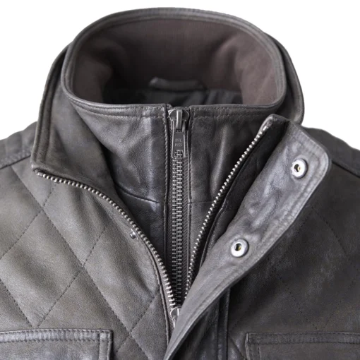 Mens Brown Leather Jacket Quilted