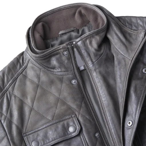 Mens Brown Leather Jacket Quilted