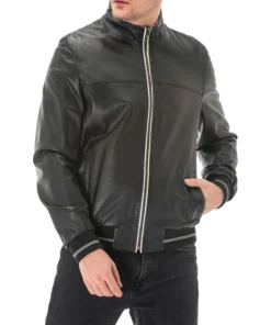 Black Leather Bomber Jacket