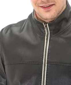 Black Leather Bomber Jacket