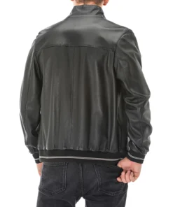 Black Leather Bomber Jacket