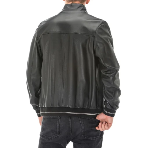 Black Leather Bomber Jacket