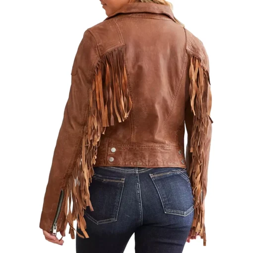 Chloé Beige Leather Fringe Jacket For Women