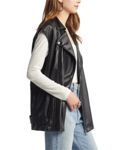 Womens Beautiful Black Plus Size Leather Motorcycle Vest