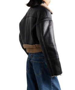 Women Black Dropped Shoulder Cropped Jacket